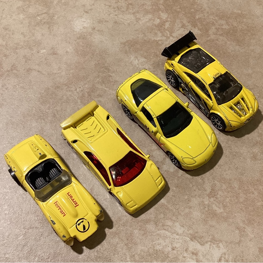 Mattel Hot Wheels Four Yellow Cars